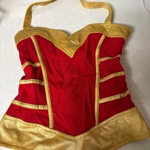 Windsor Red & Gold Corset-Style Top | Size Medium